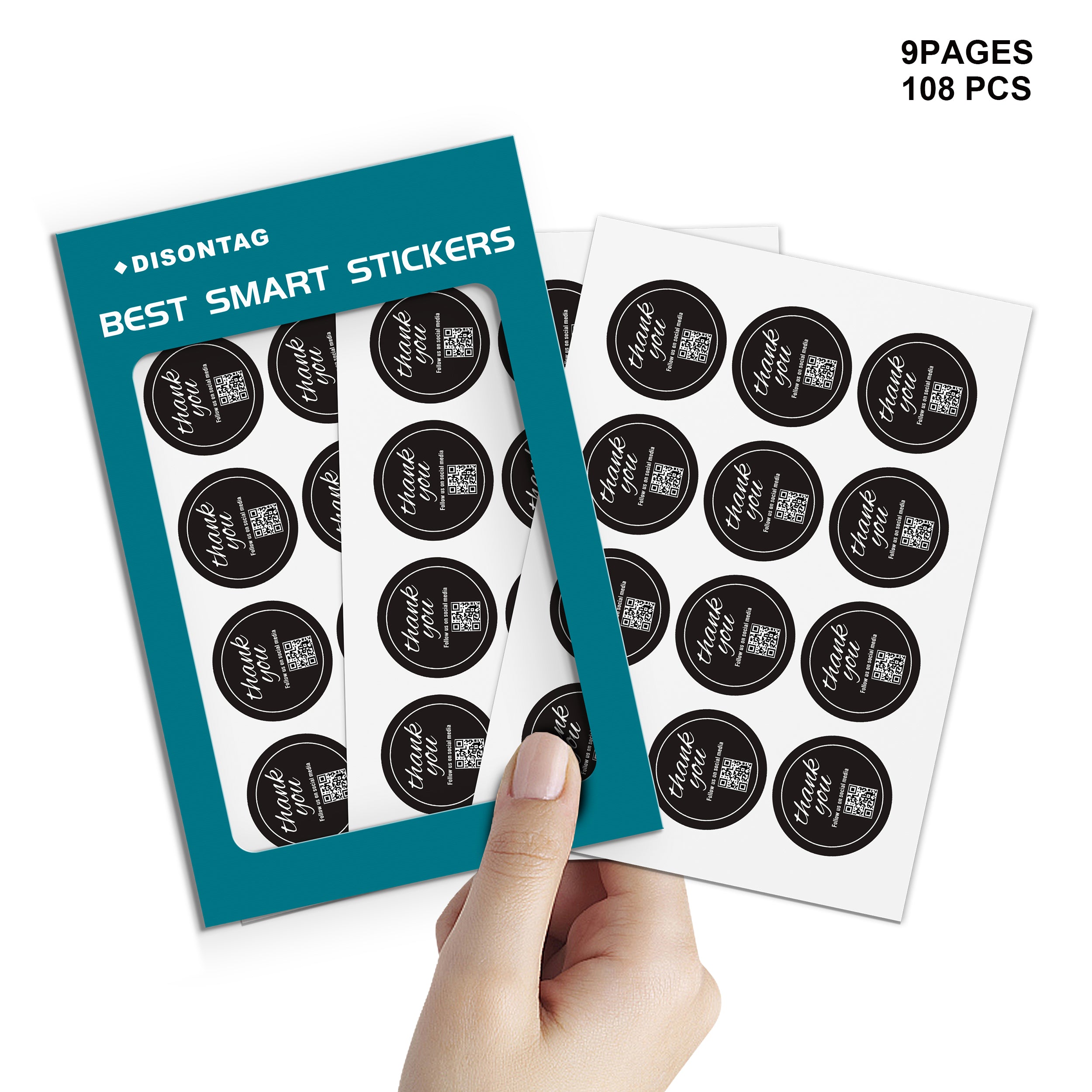 QR Thank You Stickers 108 PCS-black