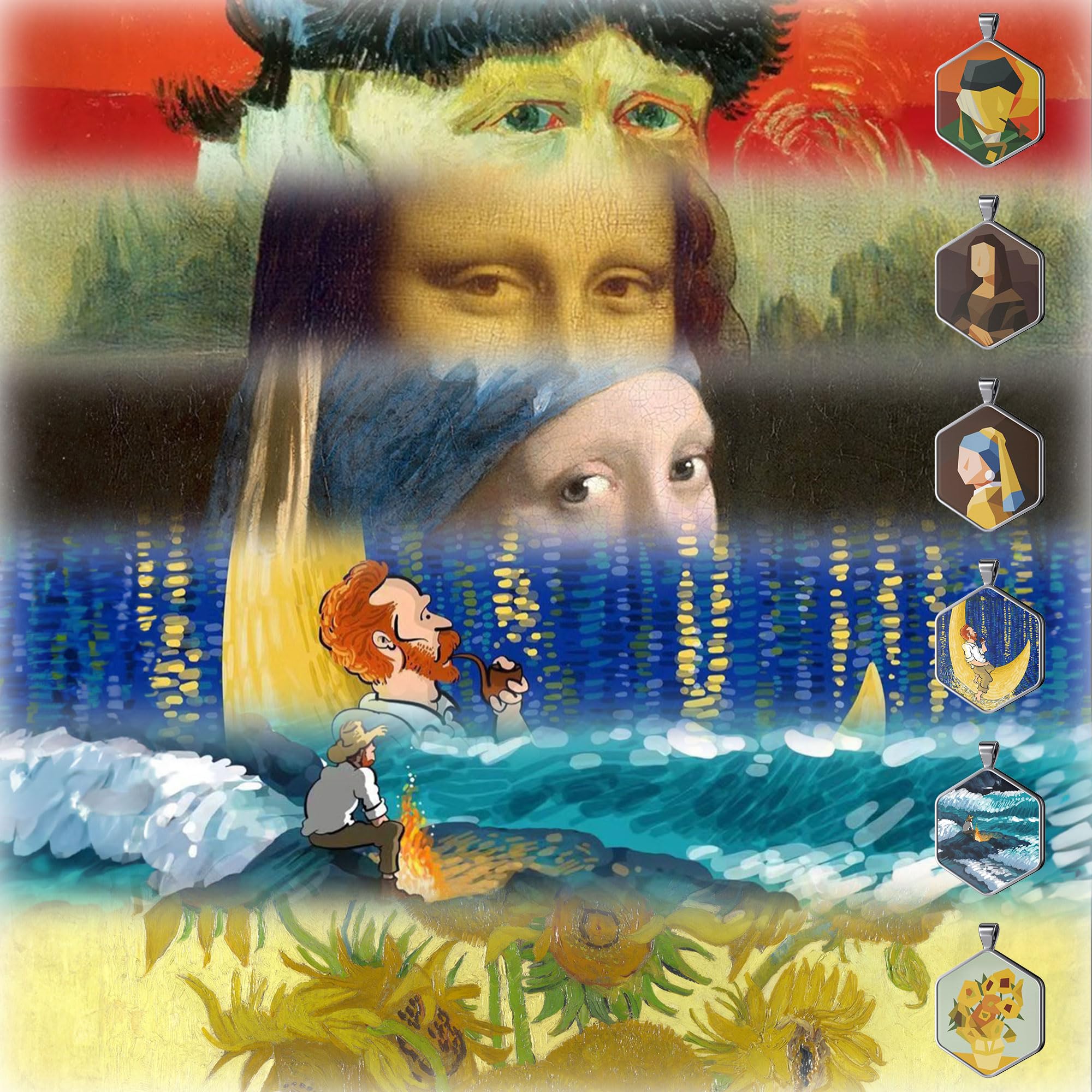 Alloy ID QR code pet tag-Mona Lisa