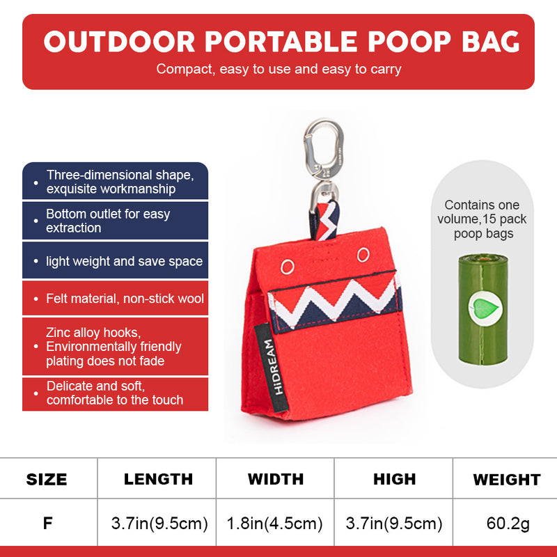 DISONTAG Dog Poop Bag Holder Zinc alloy hook buckle for any Leash with 1 Free Durable Rolls