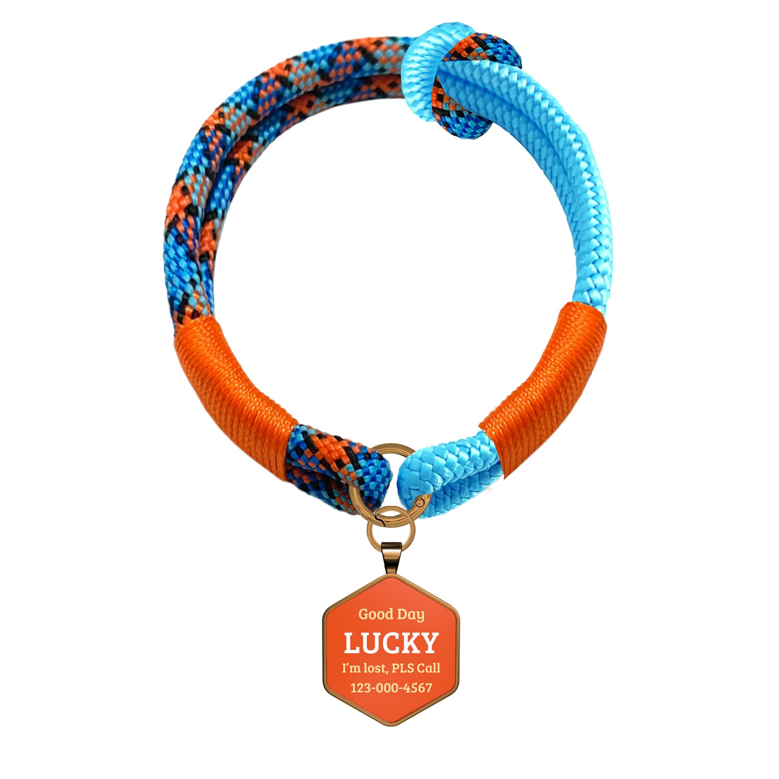 Custom Zinc Alloy QR Pet Tag & Polyester Rope Set- 14