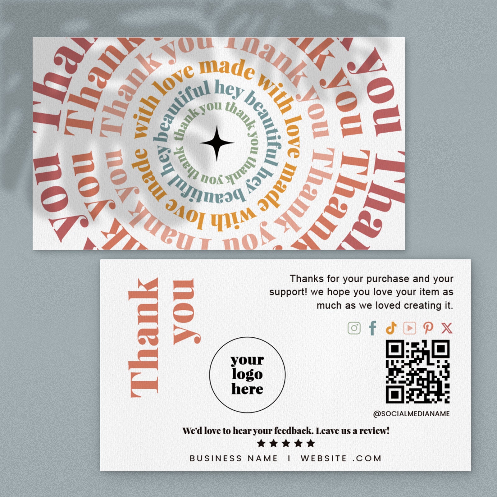 DISONTAG Small Business Editable Thank You Card - T6