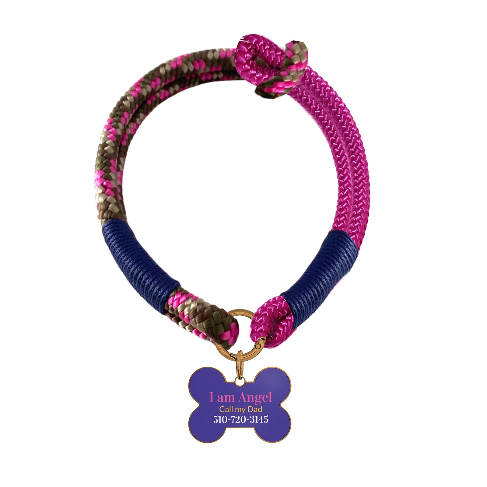 Custom Zinc Alloy QR Pet Tag & Polyester Rope Set- 22
