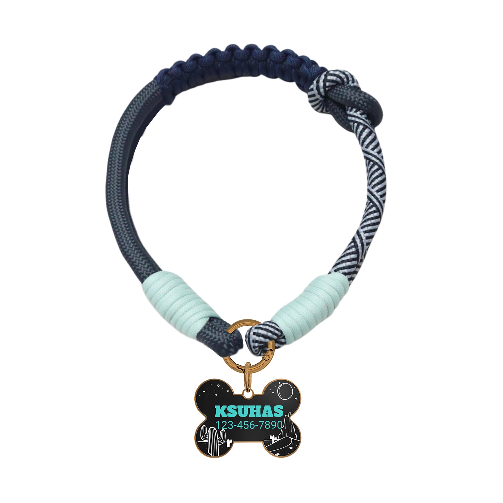 Custom Zinc Alloy QR Pet Tag & Polyester Rope Set- 29