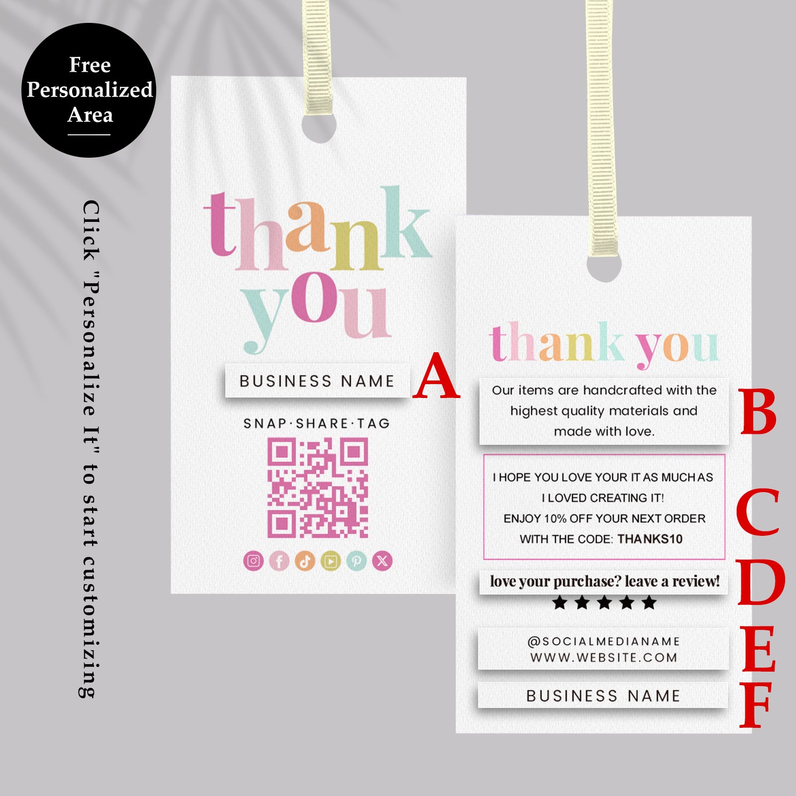 DISONTAG QR Code Editable Thank You Card Hang Tags - H8