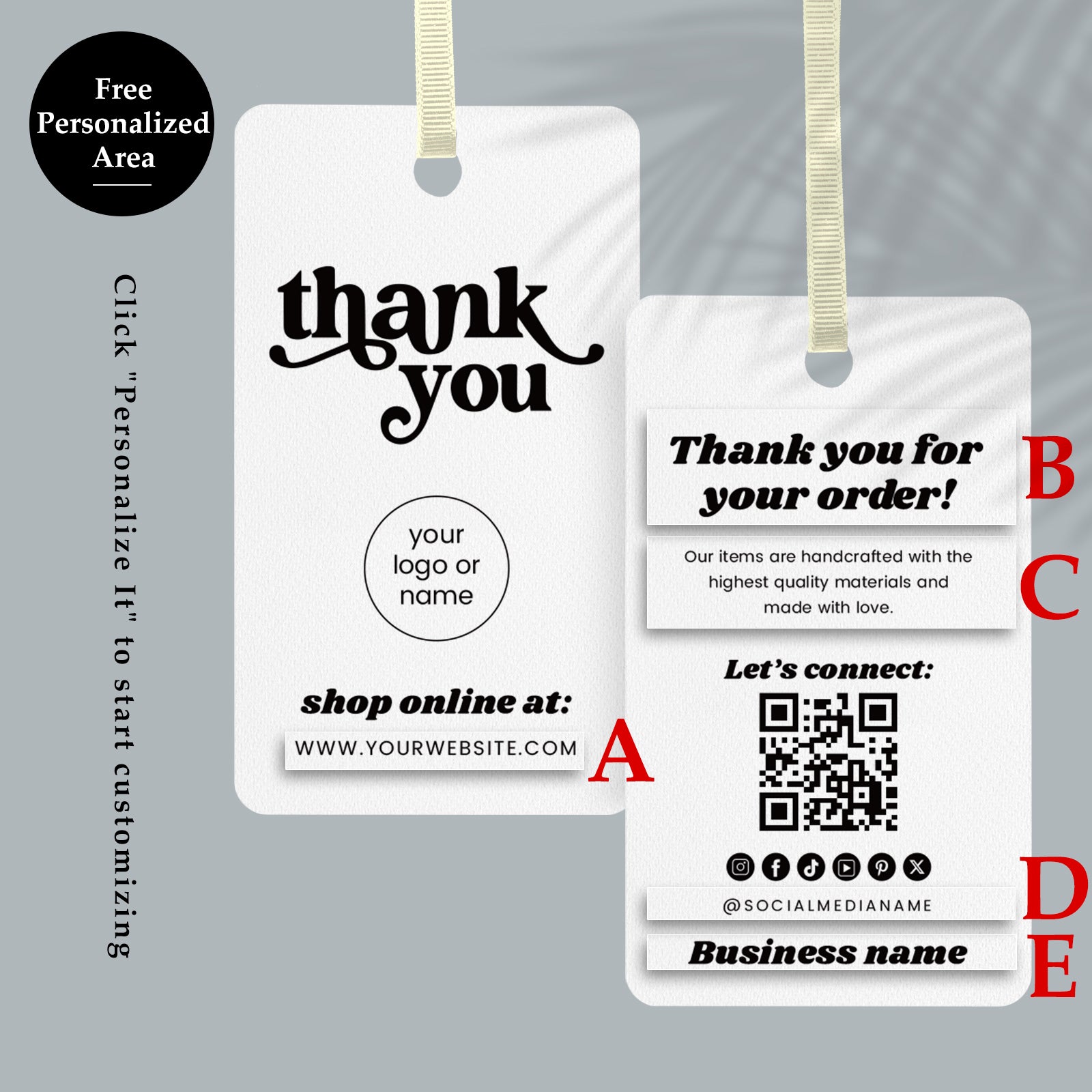 DISONTAG QR Code Editable Thank You Card Hang Tags - H14