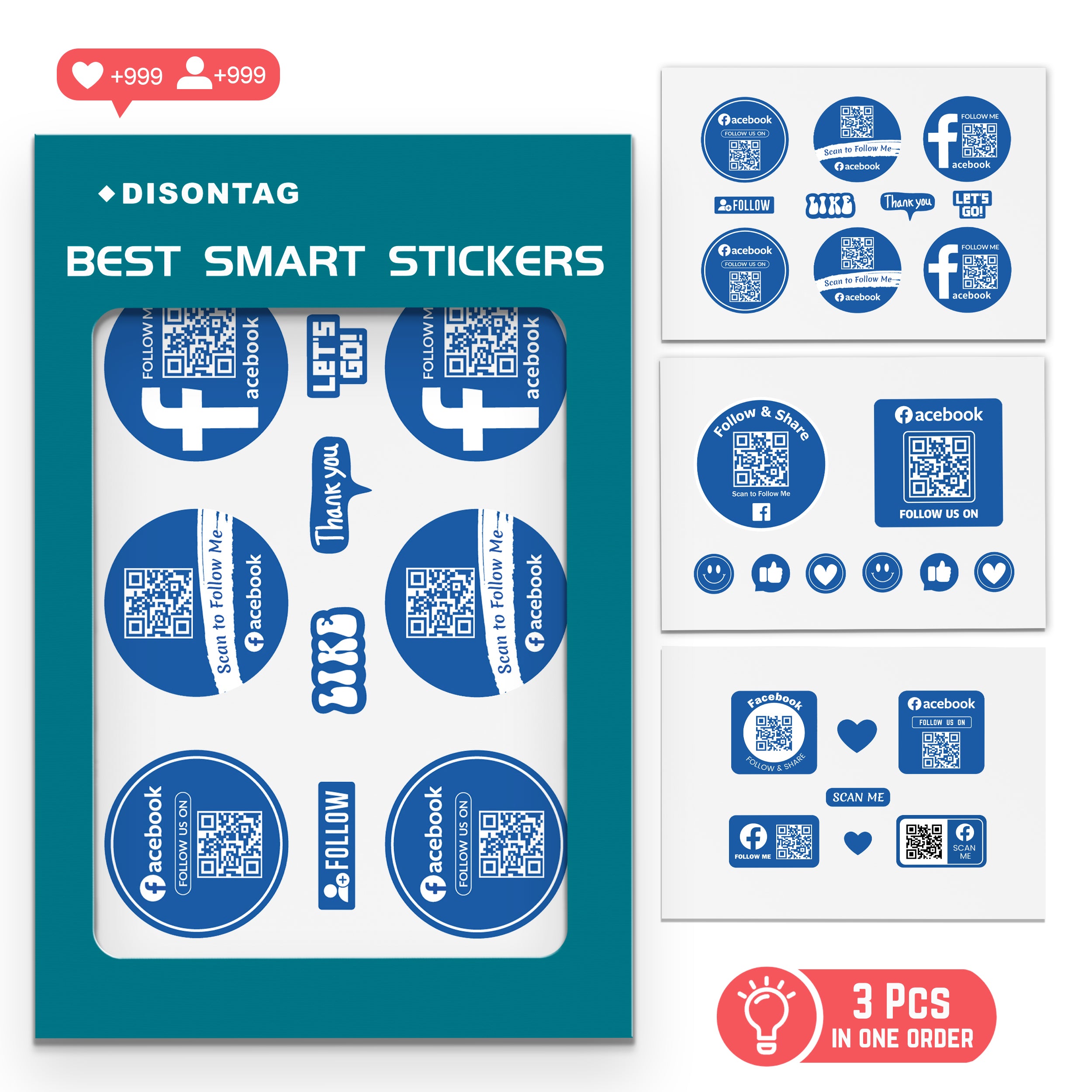 Facebook QR Social Media Stickers 25PCS