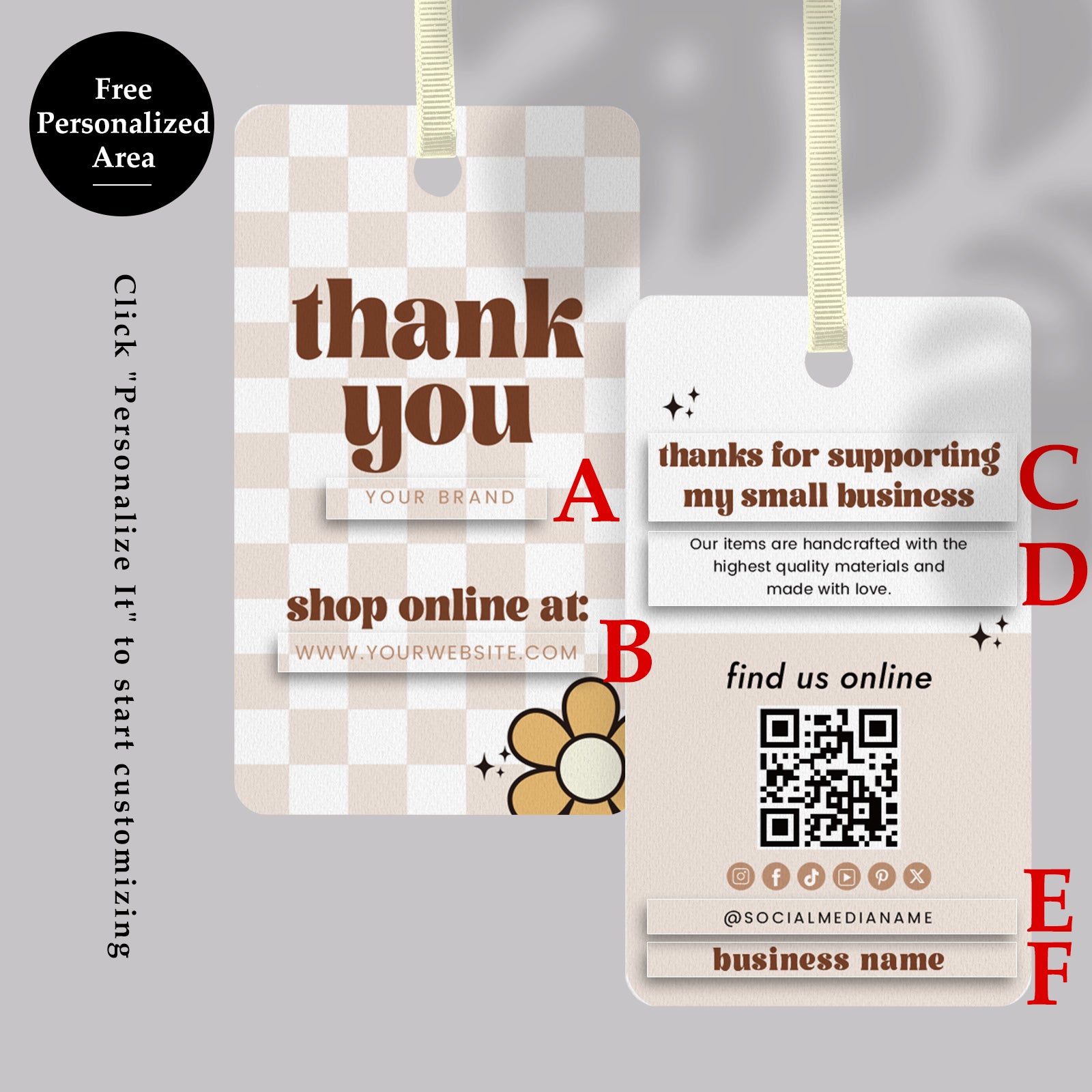 DISONTAG QR Code Editable Thank You Card Hang Tags - H13