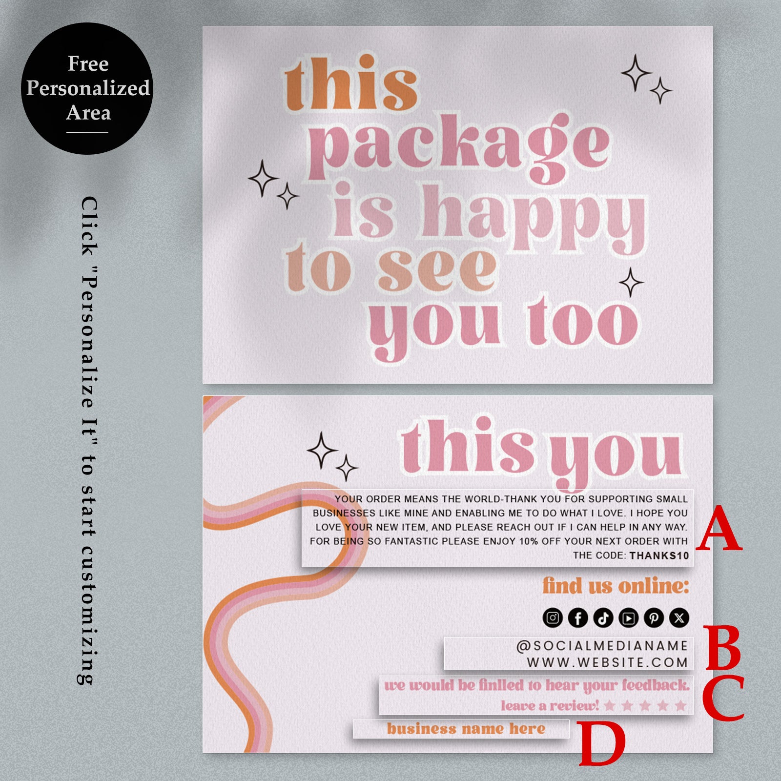DISONTAG Small Business Editable Thank You Card - T20