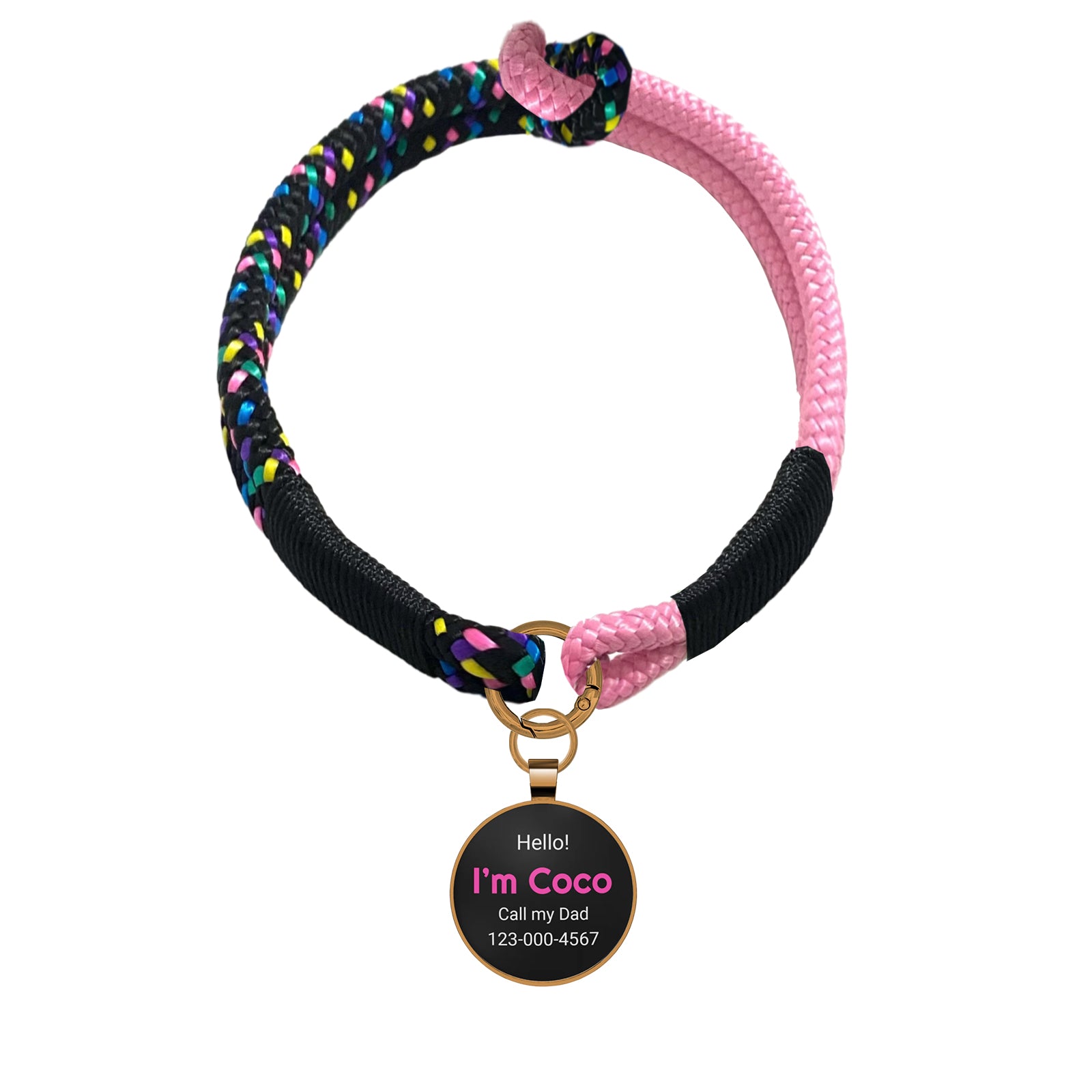 Custom Zinc Alloy QR Pet Tag & Polyester Rope Set- 03