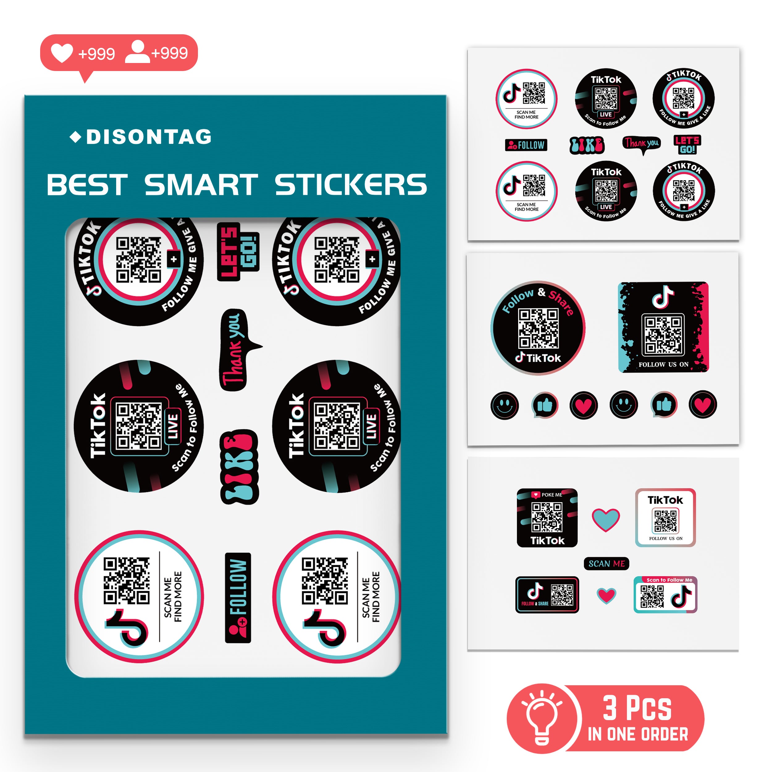 Tiktok  QR Social Media Stickers 25PCS