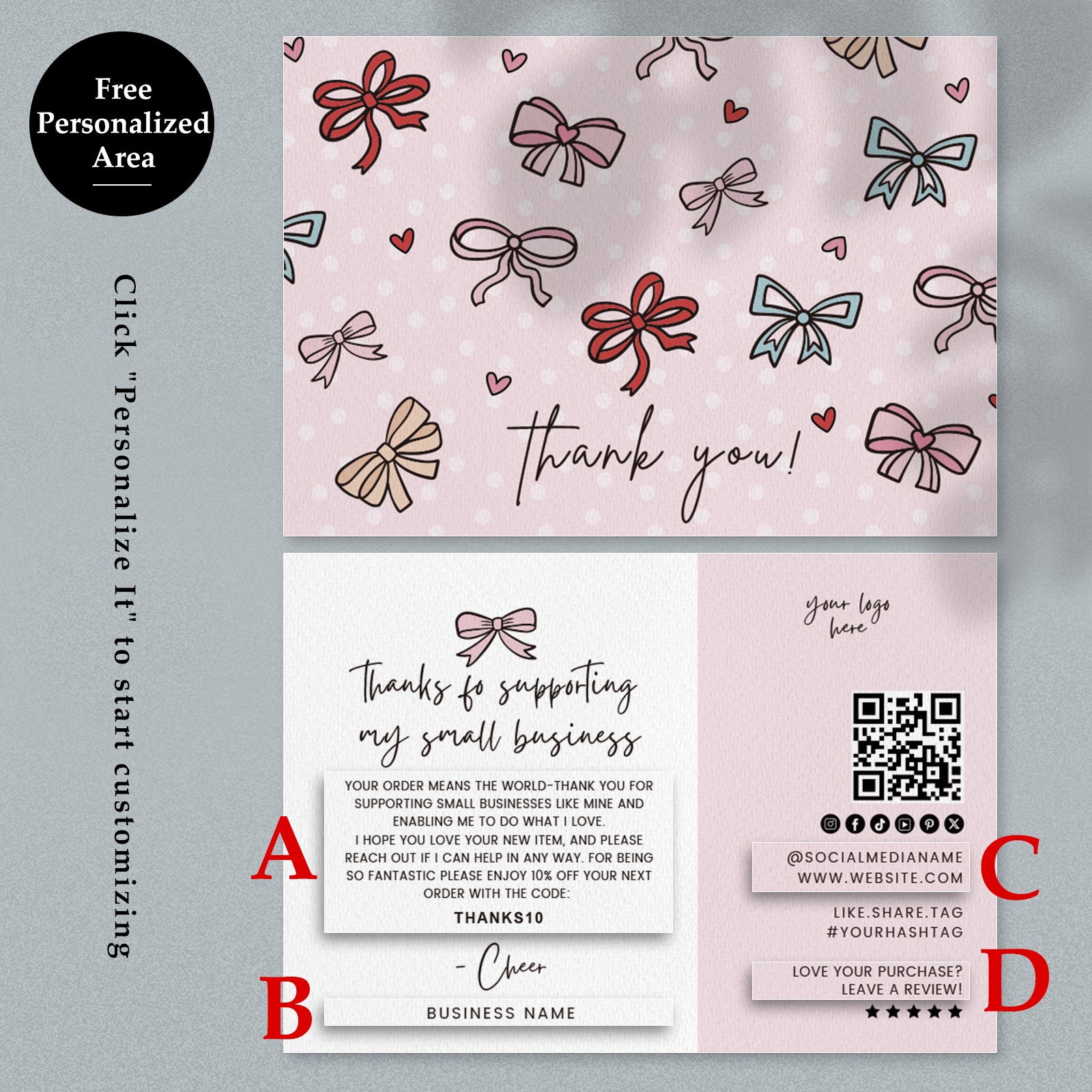 DISONTAG Small Business Editable Thank You Card - T16