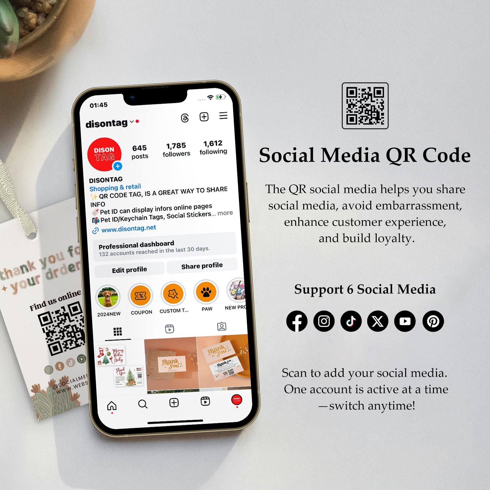 DISONTAG QR Code Editable Thank You Card Hang Tags - H3