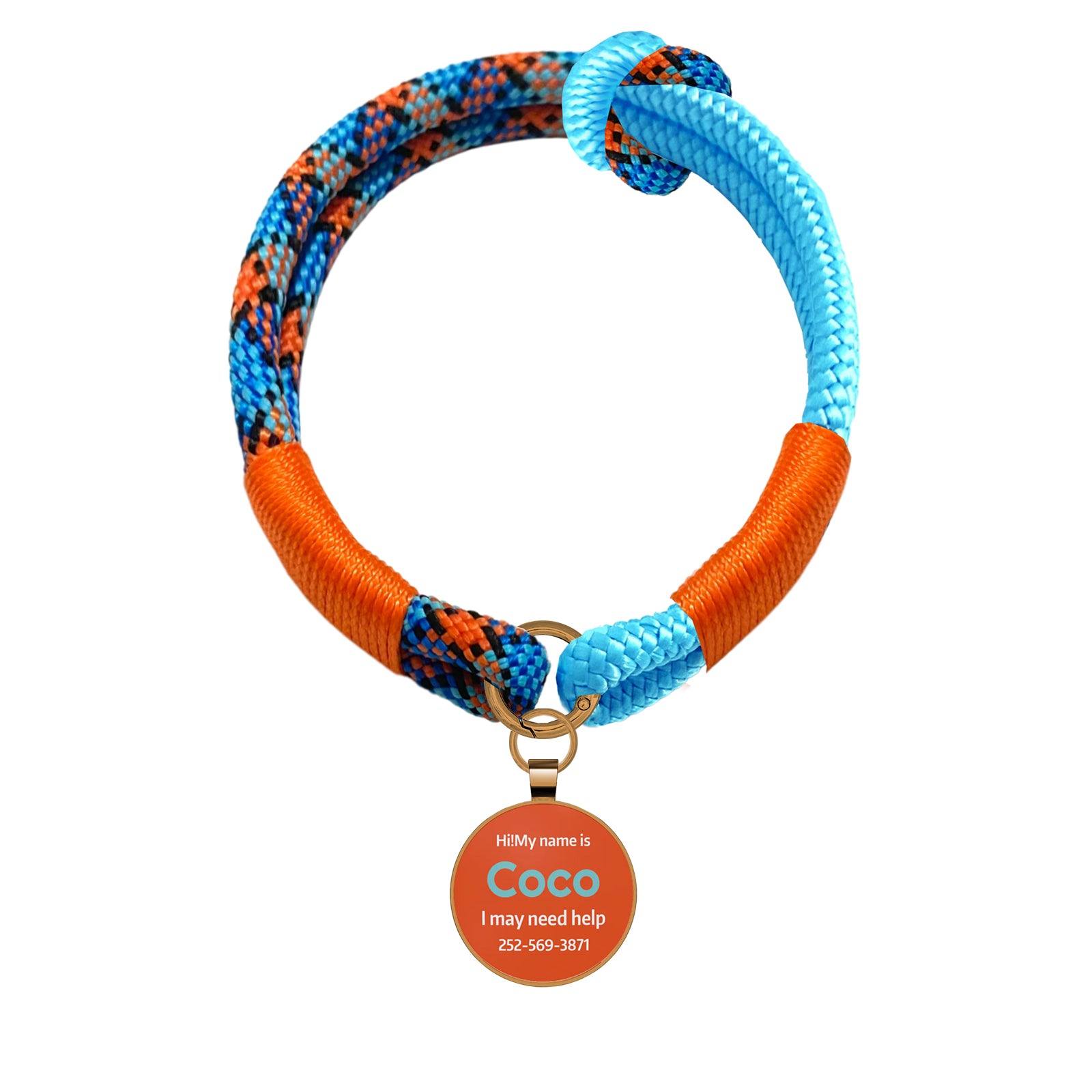 Custom Zinc Alloy QR Pet Tag & Polyester Rope Set- 04