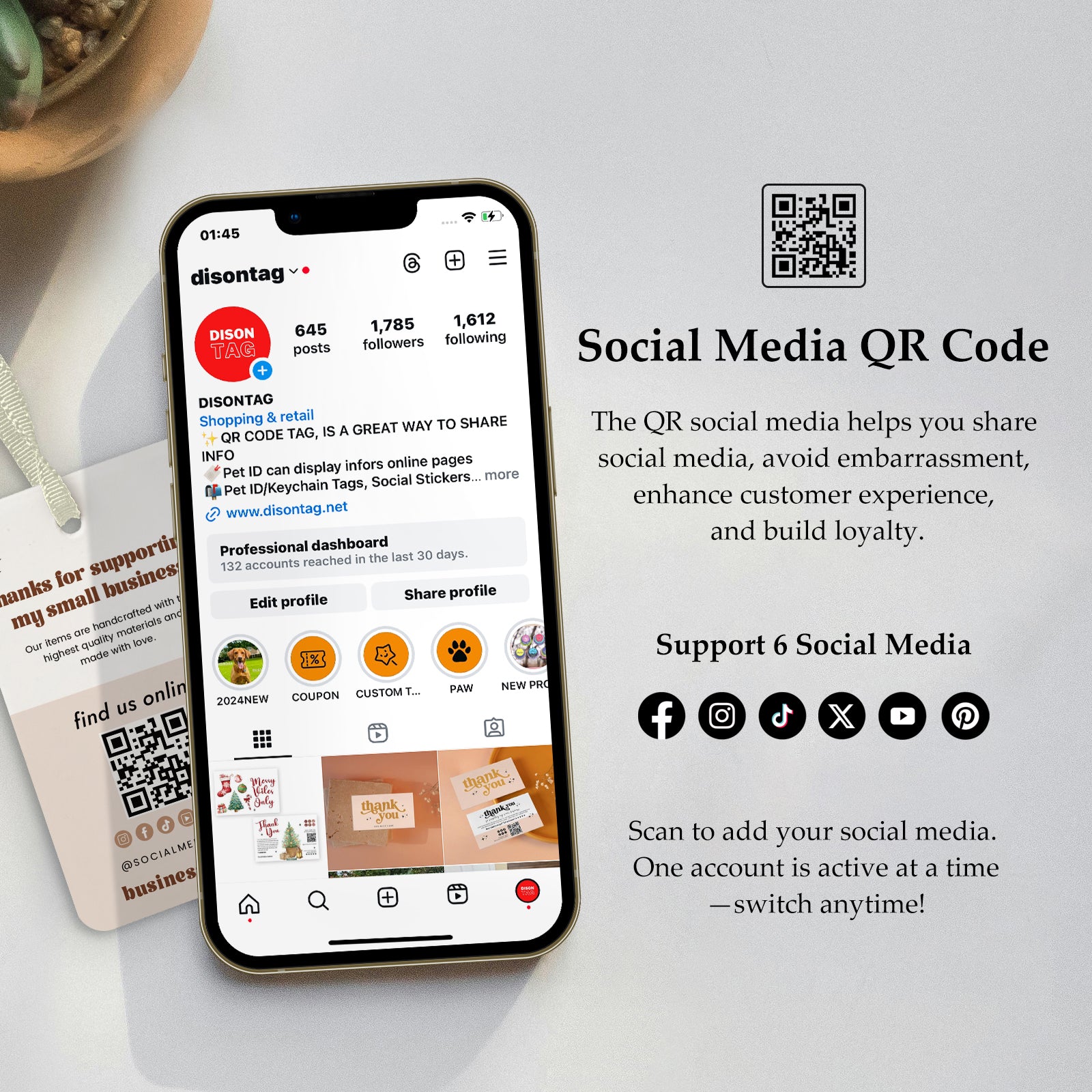 DISONTAG QR Code Editable Thank You Card Hang Tags - H13