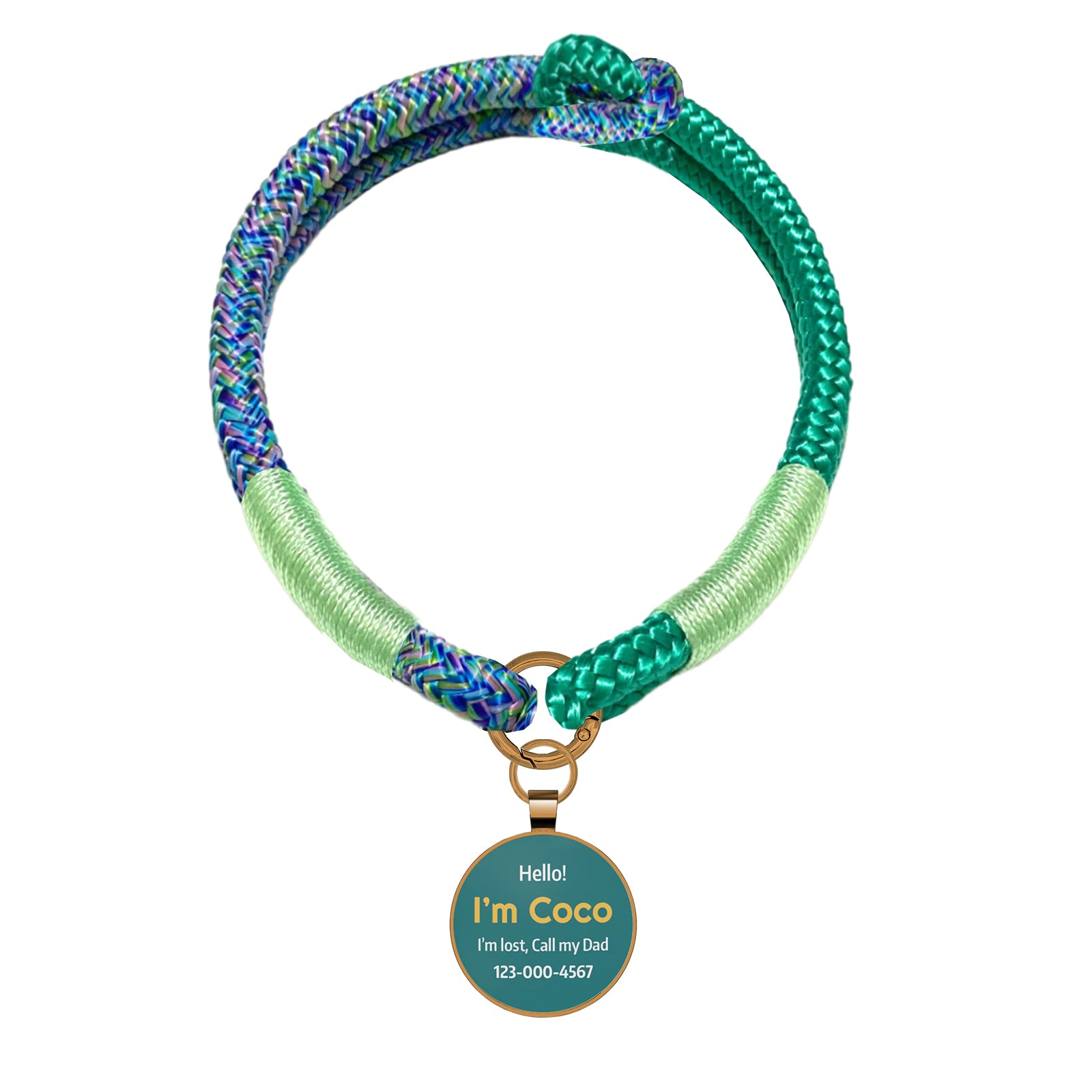 Custom Zinc Alloy QR Pet Tag & Polyester Rope Set- 05
