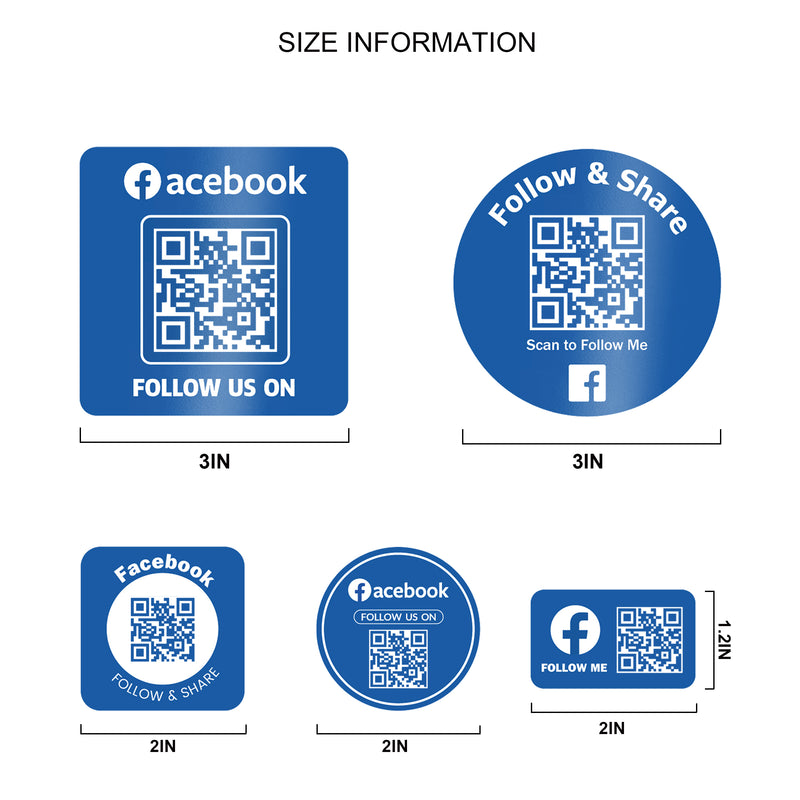 DISONTAG QR Social Media Stickers 3 Sheets of 12 (5-7.6CM) Vinyl Decals Durable Waterproof Gift Pack for Decorate Laptop Guitar Phone Suitcase to Active Share---Facebook