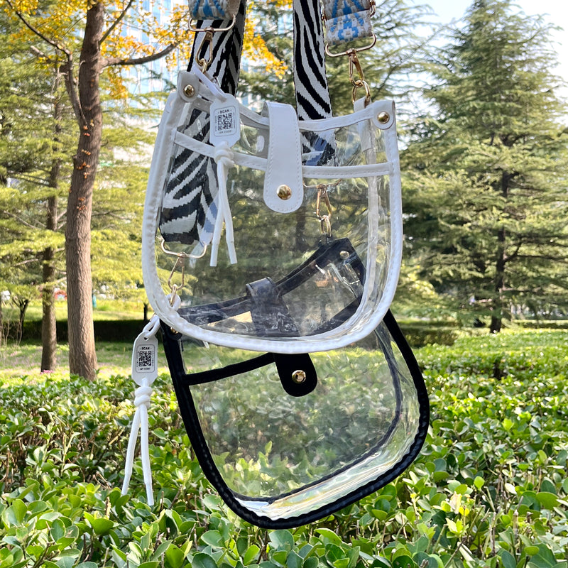 DISONTAG transparent bag with QR code pendant suitable for dog mom---WHITE
