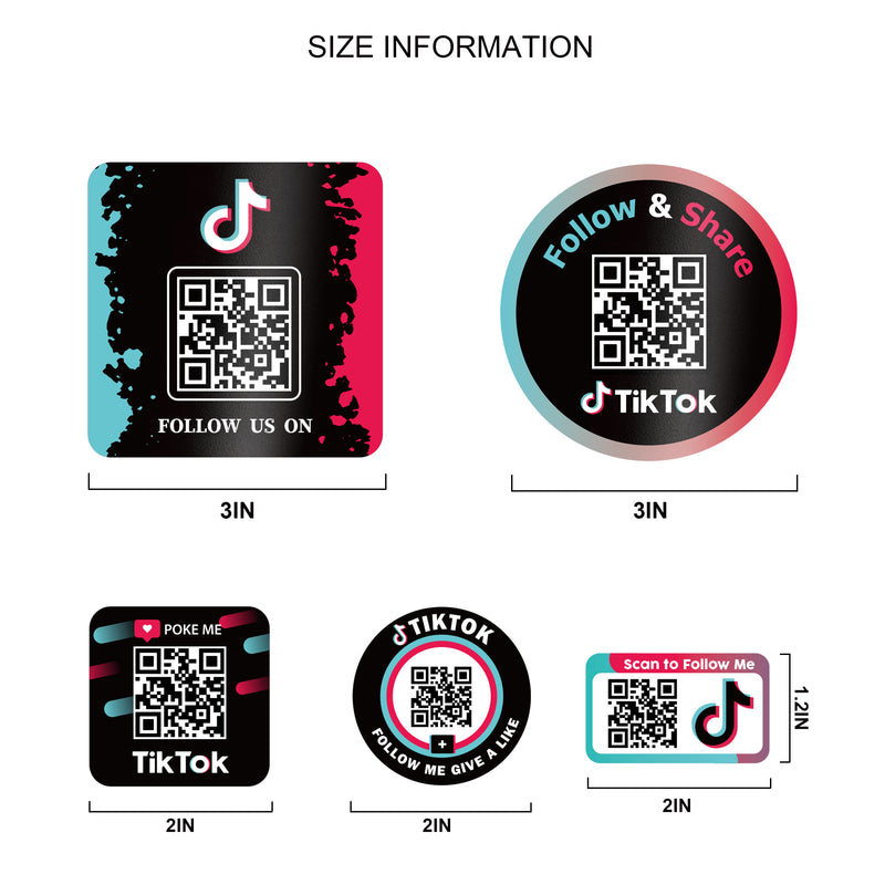 DISONTAG QR Social Media Stickers 3 Sheets of 12 (5-7.6CM) Vinyl Decals Durable Waterproof Gift Pack for Decorate Laptop Guitar Phone Suitcase to Active Share---Tiktok