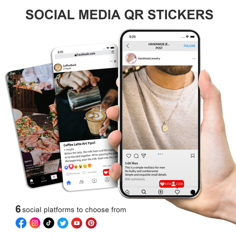 DISONTAG QR Social Media Stickers 3 Sheets of 12 (5-7.6CM) Vinyl Decals Durable Waterproof Gift Pack for Decorate Laptop Guitar Phone Suitcase to Active Share---Facebook