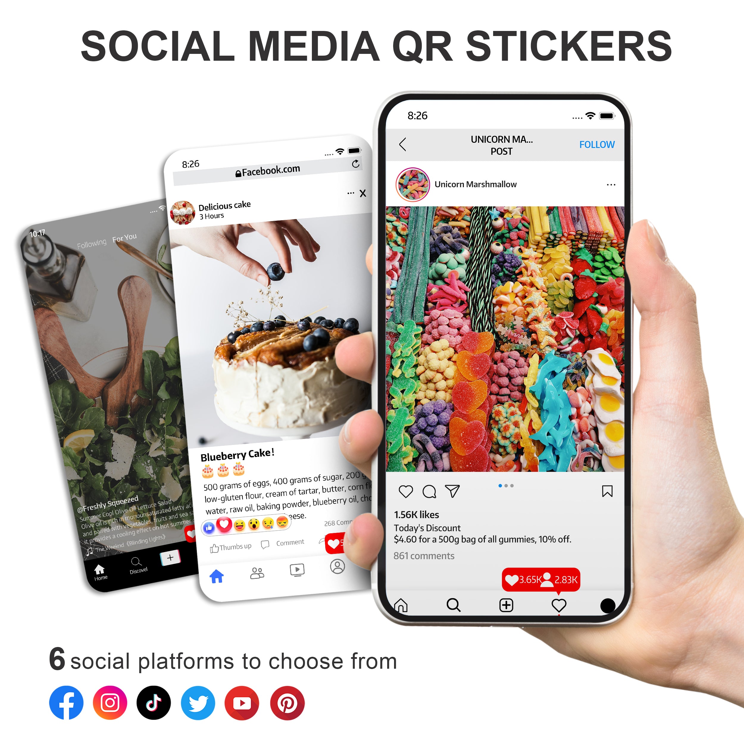 Tiktok  QR Social Media Stickers 25PCS