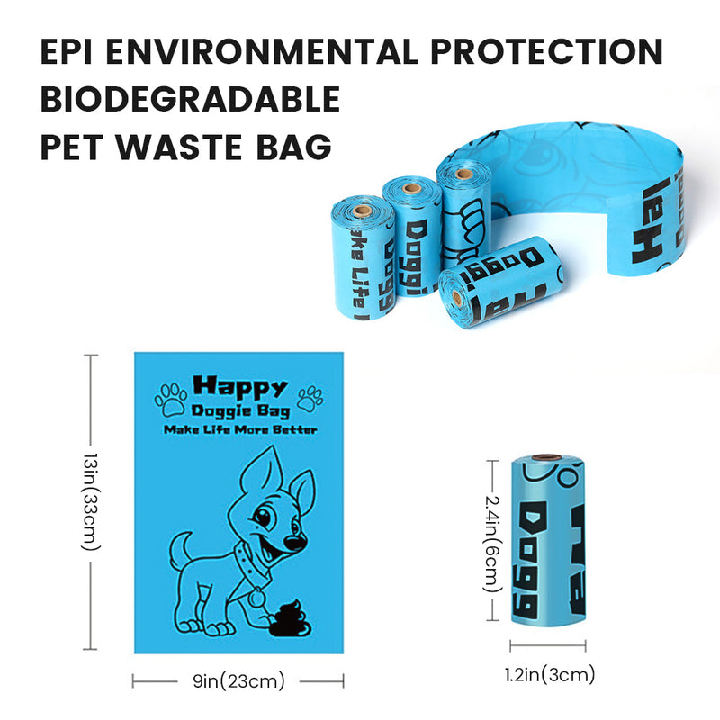 DISONTAG Dog Poop Bag, EPI Environmental Protection, and Degradable Extra Thick Strong 100% Leak Proof Lavender Scented with Dispenser-270 1Count（Blue/Red）