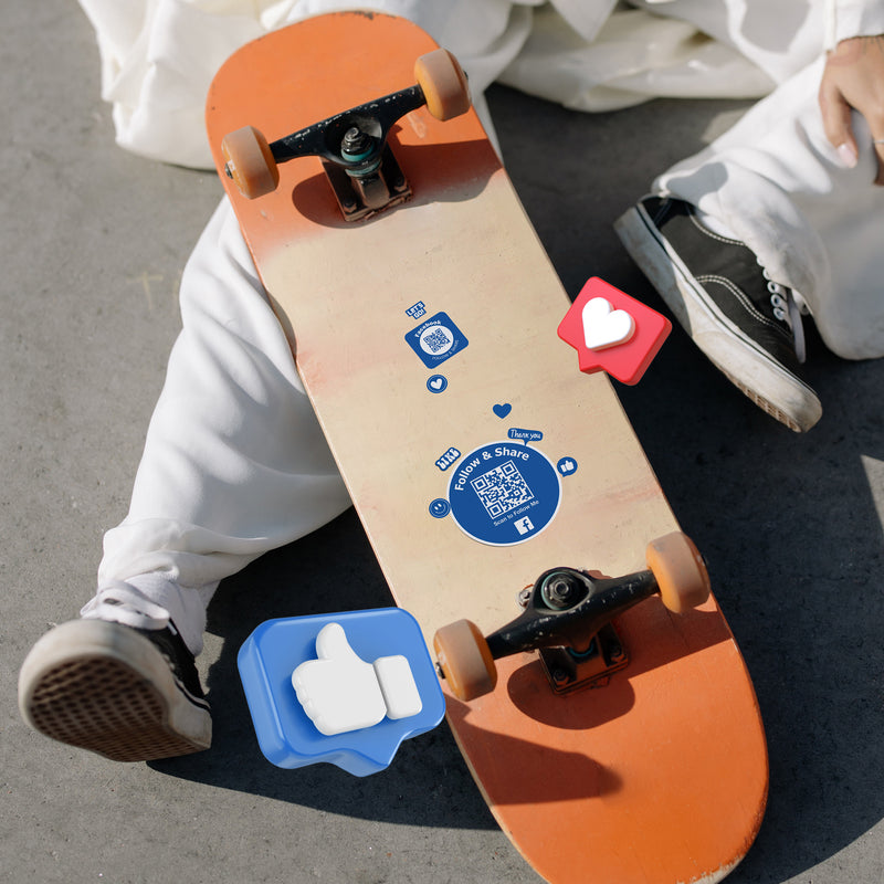 DISONTAG QR Social Media Stickers 3 Sheets of 12 (5-7.6CM) Vinyl Decals Durable Waterproof Gift Pack for Decorate Laptop Guitar Phone Suitcase to Active Share---Facebook