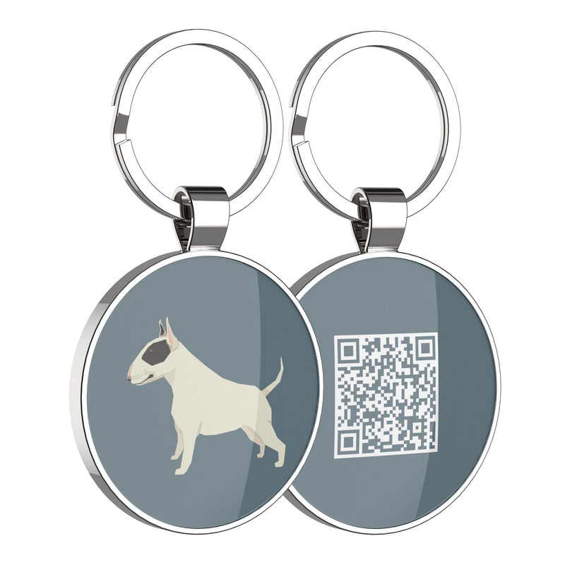 QR code pet tag Dog breeds tags-Bull Terrier Black and White Color
