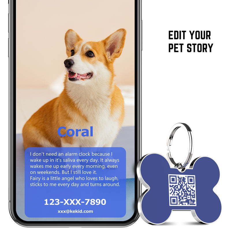 QR code pet tag Bling bone tags-NO.140620