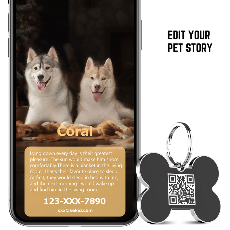 QR code pet tag Bling bone tags-NO.140619