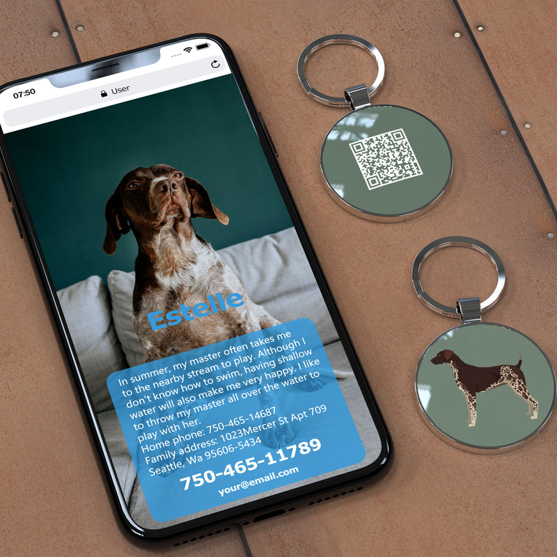 QR code pet tag Dog breeds tags-German Shorthaired Pointe