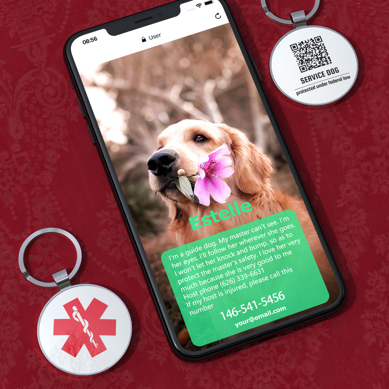 QR code pet tag Dog breeds tags-Service dog