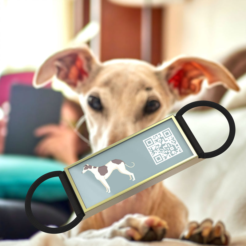 QR code pet tag Silent dog breeds tags-Greyhound
