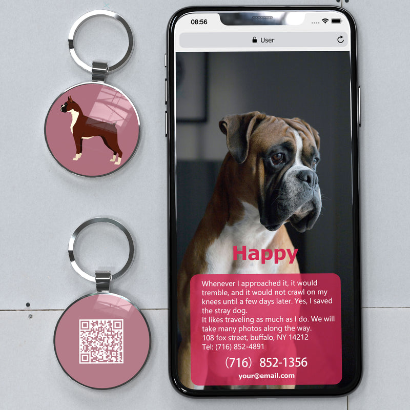 QR code pet tag Dog breeds tags-Boxer
