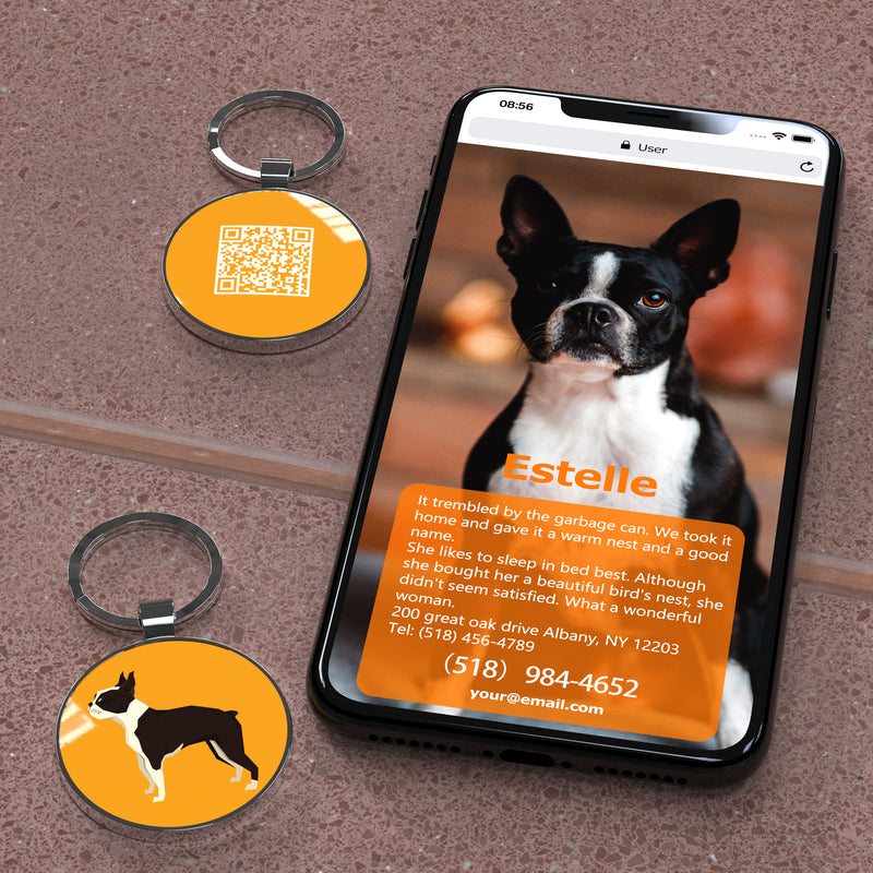QR code pet tag Dog breeds tags-Boston Terrier