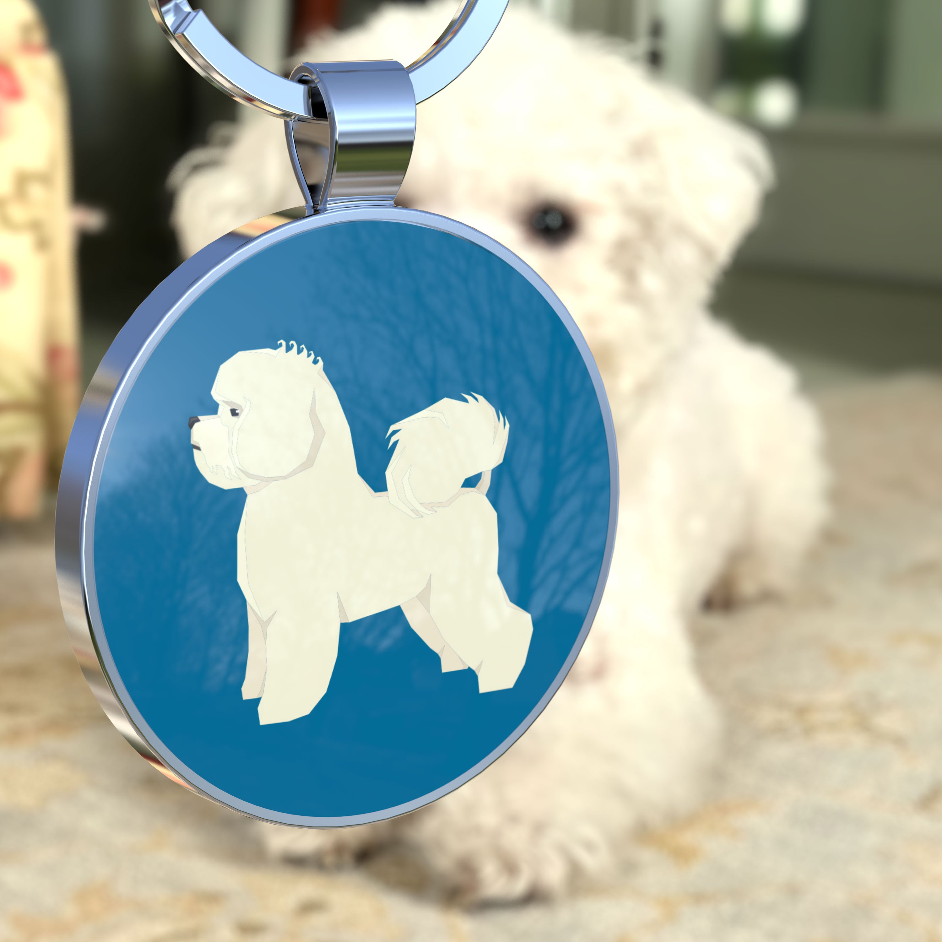 QR code pet tag Dog breeds tags-Bichon Fries