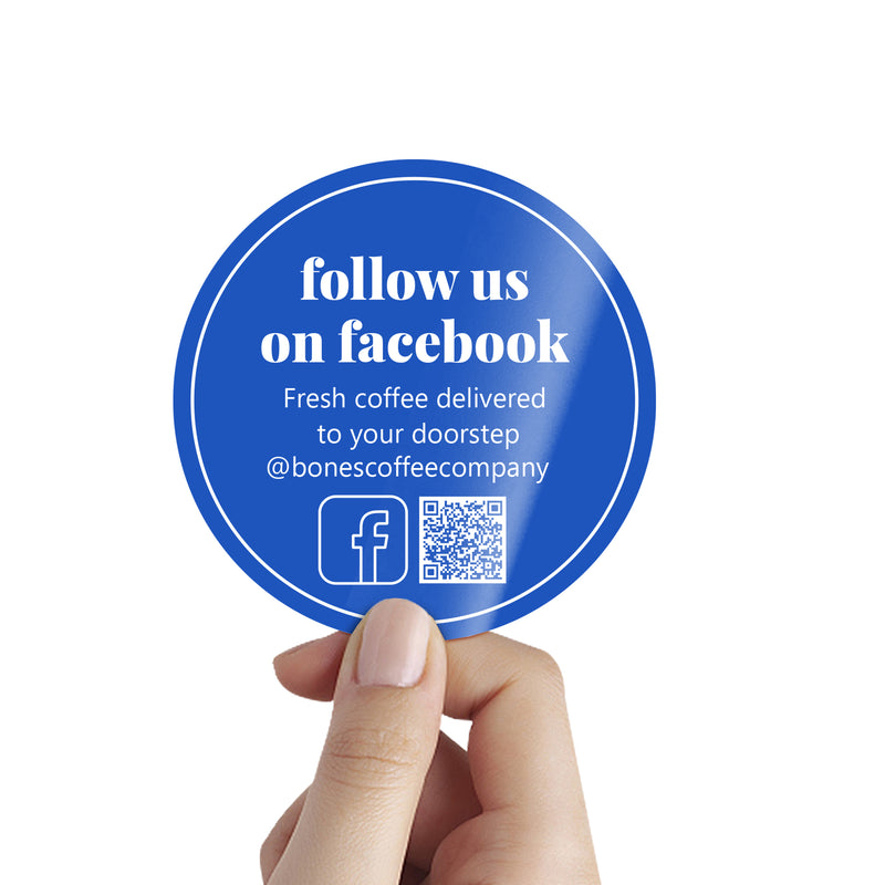 CUSTOM BUSINESS STICKERS-Facebook (50mm/2in) 50 Lables