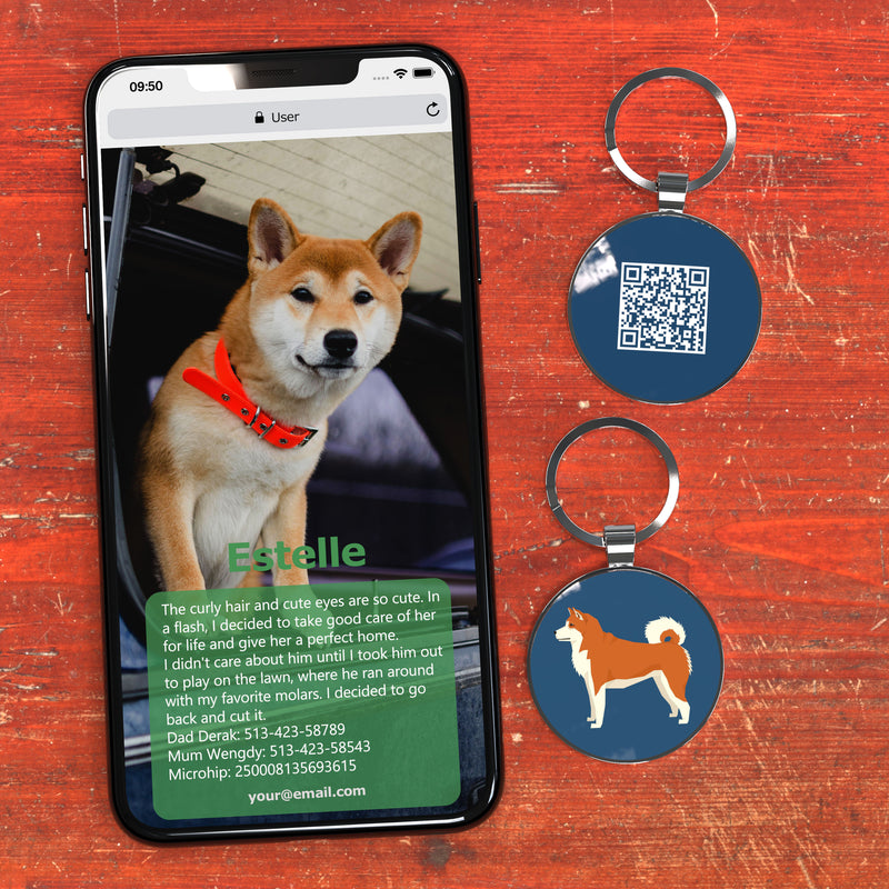 QR code pet tag Dog breeds tags-Akita Inu
